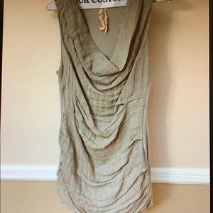 BAILEY 44 RUCHED SCOOP NECK TANK TOP BEIGE SZ L